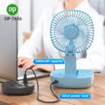 DP-7636 Rechargeable 2400mAh Lithium Battery Foldable Desk Fan With LED Lamp (Mobile Holder Design) - Image 4