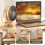 DP-7638 USB Rechargeable Adjustable Clip Mini Desk Fan With Night light- 4000mAh battary - Image 2