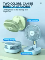 DP-7636 Rechargeable 2400mAh Lithium Battery Foldable Desk Fan With LED Lamp (Mobile Holder Design)