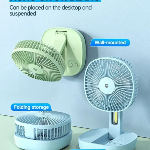 DP-7636 Rechargeable 2400mAh Lithium Battery Foldable Desk Fan With LED Lamp (Mobile Holder Design)