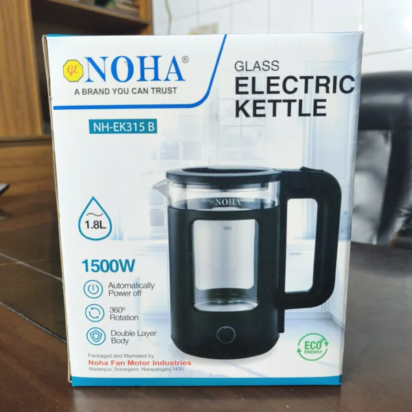 NOHA High Quality Glass Electric Kettle-1.8L, 1500W